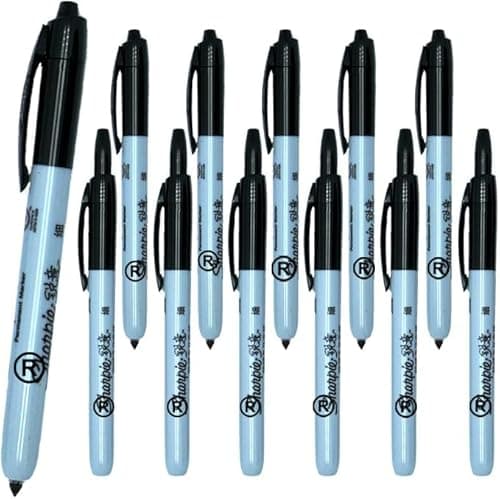 Image of Newell Brands Sharpie Fine Point Retractable Permanent Markers - For Plastic, Glass, Wood, Metal, Fabric and More [ASIA IMPORT], 12 Pack (Black)