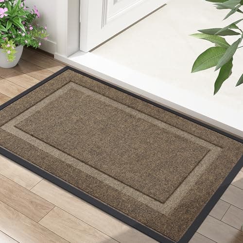 Image of Homaxy Door Mat, Rubber Backed Non Slip Door Matts Indoor, Dirt Trapper Absorbent Mats, Washable Front Doormat Outdoor, Heavy Duty Floor Mat for Entrance, Kitchen and Garden, 40 x 60 cm, Brown