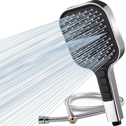 Image of HOAENTSA Shower Head and 2M Hose High-Pressure with 7+1 Modes Large Universal Hand-Held Square Shower Powerful Shower Head for Low Water Pressure