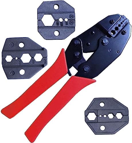 Image of Nikang Crimping Tool Set, 4 Interchangeable Dies, Crimp RF Connectors BNC TNC SMA UHF PL259 N F ST SC etc, Ergonomic Pliers