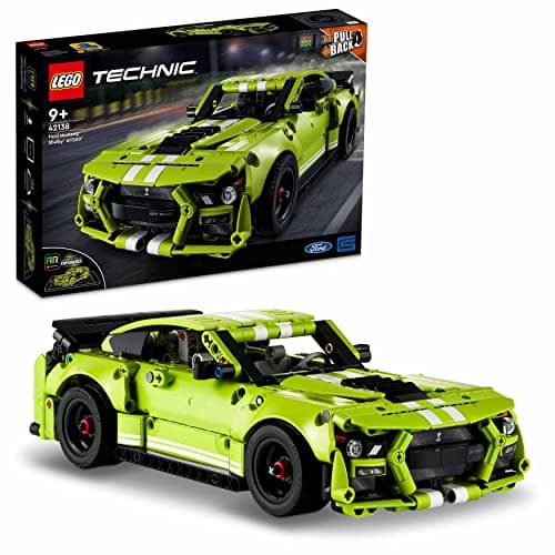 Image of LEGO Technic Ford Mustang Shelby GT500 Set, Pull Back Drag Toy Race Car Model Building Kit, Gifts for Kids and Teens with AR App Play Feature 42138