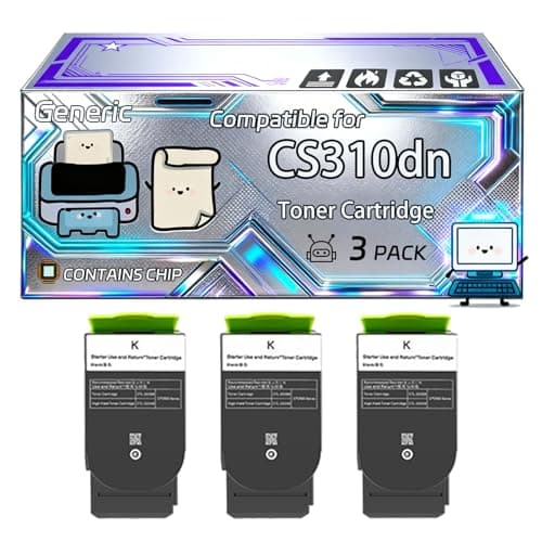 Image of CS310dn Toner Cartridge Compatible for Lexmark CS310 CS310n CS310dn CS410 CS410n CS410dn Cs410dtn CS510 CS510de CS510dte Printers, With Chip, 5000 Pages, Vibrant Colours (3 Pack Black)