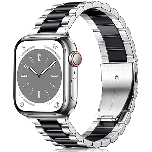 Image of Netolo Metal Straps Compatible with Apple Watch Strap Series 9 8 7 45mm - Series 11 10 46mm, Stainless Steel Business Band for Apple Watch SE SE 2 - iWatch Strap Series 6 5 4 44mm, Series 3 2 1 42mm