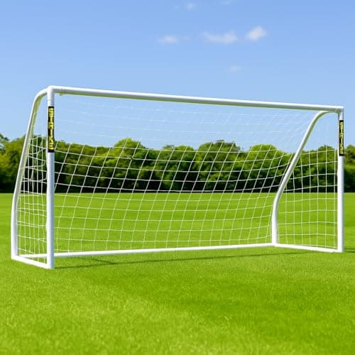 Image of JSH Football Goal | All Weather UPVC Football Goals | Kids Garden Target Net Posts | Easy Assemble | Perfect for Training, Practice & Play | 8ft x 4ft, 8ft x 6ft or 12ft x 6ft (8ft x 6ft)