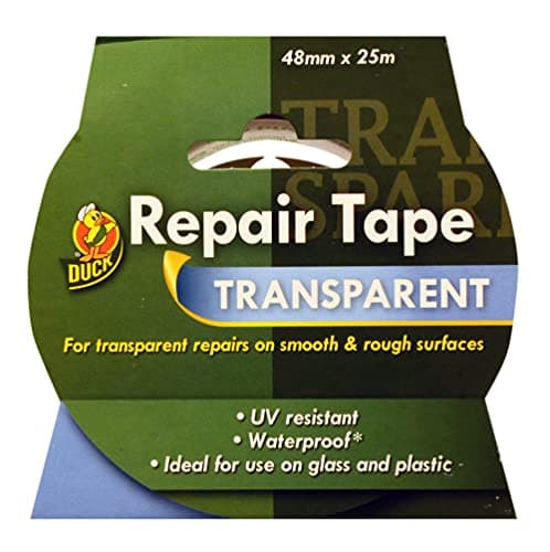 Image of Duck Clear Repair Tape 48mm x 25m | Transparent Duct Tape, Strong, Waterproof Outdoor Repair, High Strength Adhesive, Ideal for Cracked Glass, Broken Plastic, UV Resistant