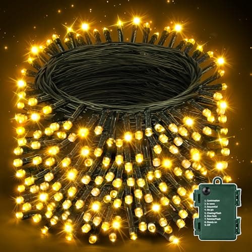 Image of Nextronix Fairy Lights Battery Operated- 20m 200LEDs Warm White String Lights Indoor with 8 Modes Timer, IP44 Waterproof Outdoor Christmas Lights for Halloween Decorations Garden Bedroom Party Tree