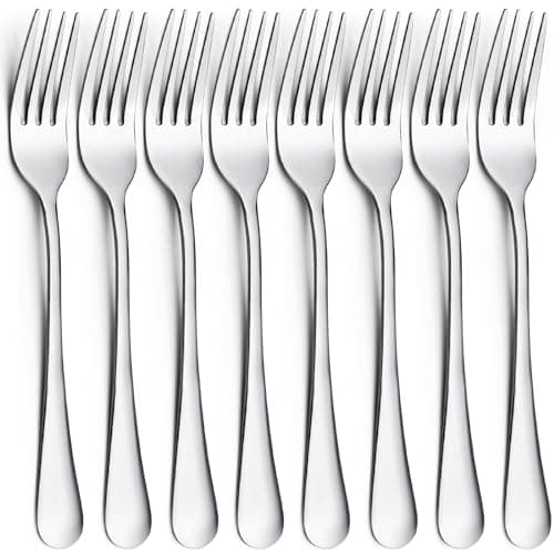 Image of CoKeeSun Dinner Forks 8 Pieces, 20.5cm Stainless Steel Cutlery Set, Mirror Polished Silver Table Forks for Home, Kitchen, Restaurant, Dishwasher Safe, Classic Design