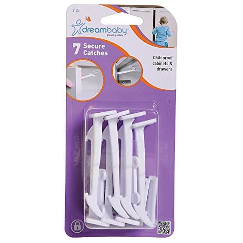 Image of Dreambaby Secure Catches for Drawers and Cabinets - Baby Safety Locks - Model F1404, 7 Pack