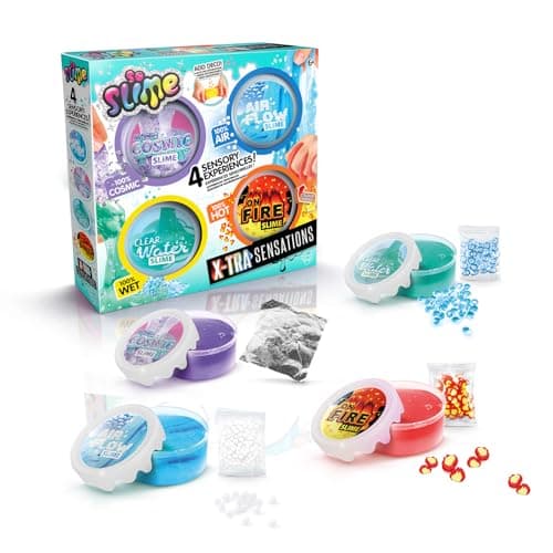 Image of So Slime Xtra Sensations Slime Kit – Cosmic, Air Flow, Clear Water & On Fire Slime | 4 Sensory Slimes with Decorations & Storage Pots | Kids Slime Set Age 6+