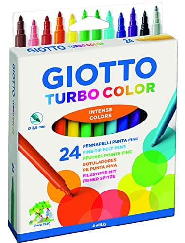 Image of GIOTTO Turbocolor Felt Tip Fibre Pens, Fine Tip Nib 2.8mm, 24 Assorted Colours, For Children, Parties and Schools