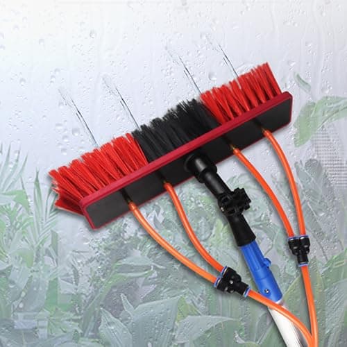 Image of Telescopic Watering Brush System for Outdoor Solar Panel Cleaning Extendable Car Wash Brush with Water Spray Feature Ideal for Efficient Solar Maintenance