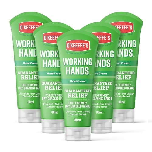 Image of O'Keeffe's Working Hands, 80ml Tubes (5 Pack) - Hand Cream for Extremely Dry, Cracked Hands | Instantly Boosts Moisture Levels, Creates a Protective Layer & Prevents Moisture Loss