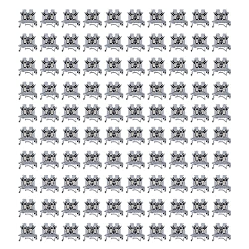 Image of DEWIN Din Rail Connectors, 100Pcs Electrical Terminal Block UK‑2.5B Screw Type Terminal Block DIN Rail Mount Electrical Crimping Terminals 690V 32A