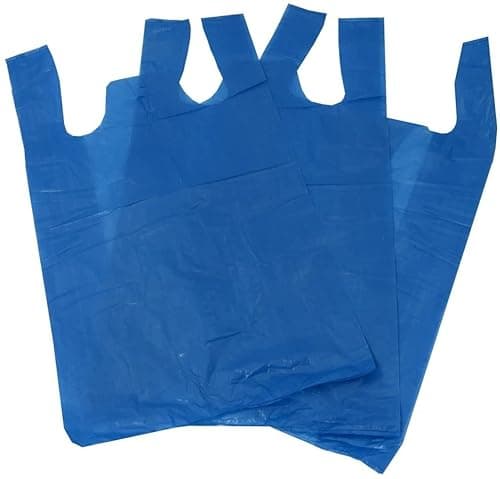 Image of 1000 Blue Plastic Polythene Vest Style Reusable Carrier Bags - Size 11 x 17 x 21" Shopping Gift Boutique Supermarket Cash N Carry Market Stall Eco Friendly - 100% Recyclable.