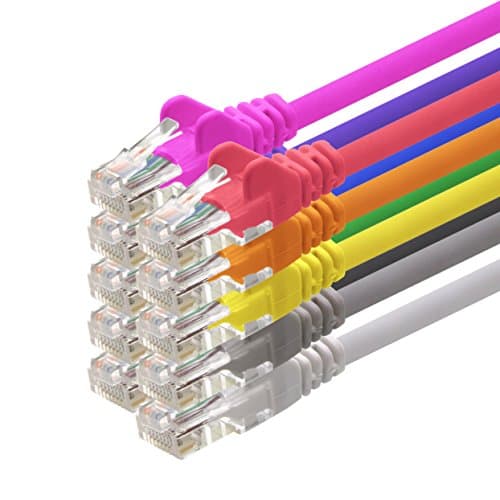 Image of 1aTTack CAT5 UTP network patch cable with 2x RJ45 connector set 10 colors - 1m