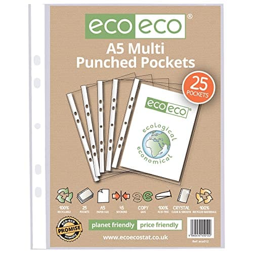 Image of eco-eco A5 100% Recycled Bag 25 Multi Punched Pockets