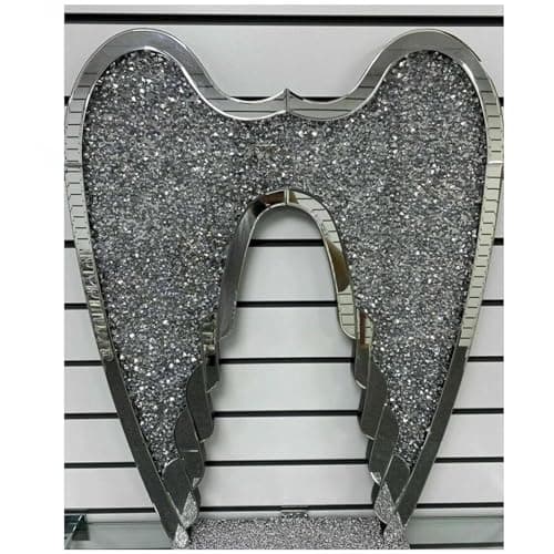Image of DEENZ Crushed Jewel Diamond Crystal Stunning Shiny Wall Hanging Angel Wings Mirror Border Home Docer Gift For Love One'S (80x60cm)