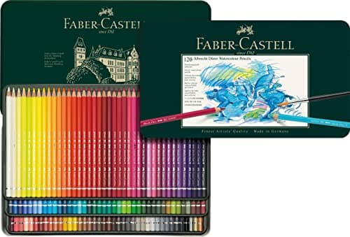 Image of Faber-Castell Art & Graphic Albrecht Dürer Watercolour Pencil, Multicoloured, Tin of 120, Art, Craft, Drawing, Sketching, Home, School, University, Colouring