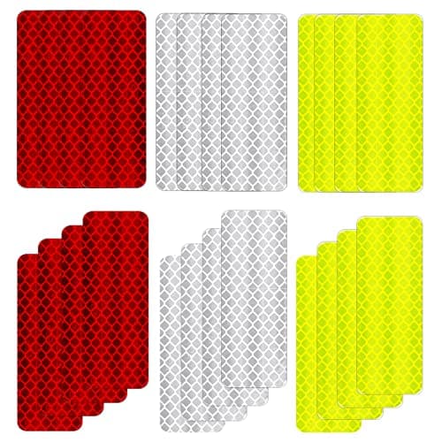 Image of Cobee Reflective Warning Stickers for Car, 24 Pieces Waterproof Reflective Safety Tape Decal Auto Reflector Sticker Night Visibility Stickers for Vehicle Bicycles Motorcycles Red Silver Yellow