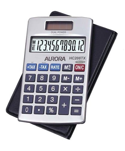 Image of Aurora HC208TX Handheld Calculator (Executive Model with Case)
