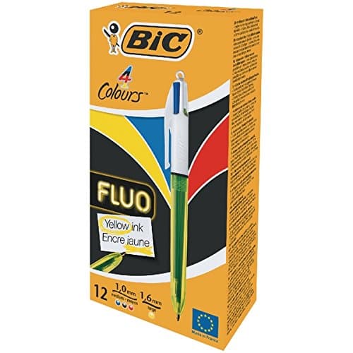 Image of Bic 4 Colours Fluo Ballpoint Pen [Pack of 12]