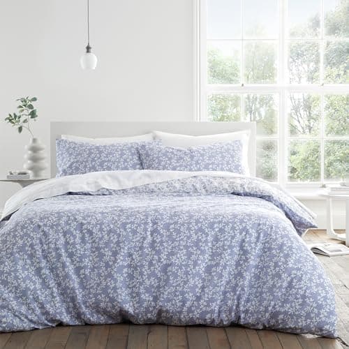 Image of Bianca Shadow Leaves 200 Thread Count Cotton King Duvet Cover Set with Pillowcases French Blue
