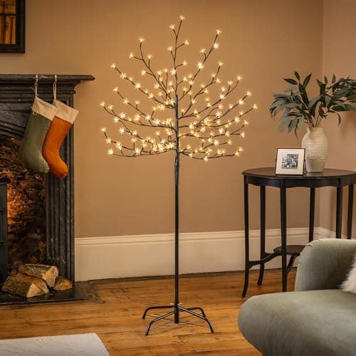 Image of Christow Cherry Blossom Tree 150 LED Light Up Indoor Outdoor Christmas Decoration 150cm / 5ft (Warm White)