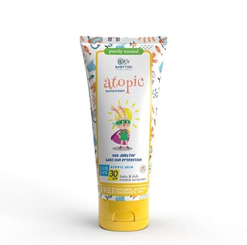 Image of Babyton Baby & Kids Mineral Sunscreen SPF Protection – Natural & Organic Sun Cream for Sensitive Skin -Daily, Sport & Atopic Variants – No Parabens or Sulfates (Atopic)