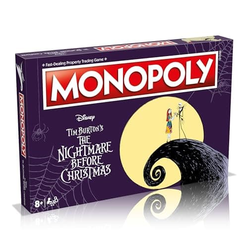 Image of Winning Moves, Nightmare Before Christmas Monopoly Advance to Zero’s Tomb, Spiral Hill, Dr. Finkelstein’s Laboratory, Jack’s Tower and trade your way to success, makes great gift for ages 8 plus