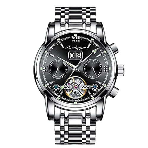 Image of RORIOS Men Automatic Watch Mechanical Self Winding Watch with Stainless Steel Strap Classic Luminous Watch Waterproof Wrist Watch for Men