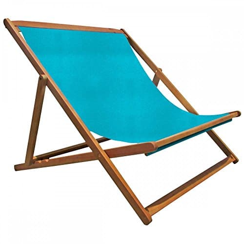 Image of CHARLES BENTLEY FSC Eucalyptus Wooden, Double Deck Chair, for Outdoors, and Garden, FSC Wood, Polyester, 3 Reclining Positions, Traditional, Acacia, Bentley Plaque, Trendy, Seat, Teal (112x105x95cm)