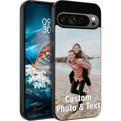 Image of EKAM Personalised Phone Case For For Google Pixel Personalised Image/Picture/Photo Custom Design PC + Soft TPU Rubber Phone Case for Google Pixel (Google Pixel 10 Pro) Black