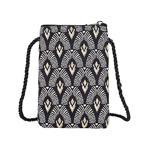 Image of Signare Tapestry Mini Crossbody Phone Bag, Ladies Purse for Phone, Mobile Phone Bag, Phone Purse, Smart Phone Bag (Art Deco - Luxor)