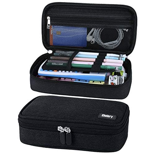 Image of Chelory Big Capacity Pencil Case Large Pencil Cases High Storage Pencil Bag Pouch for Boys Girls Teens Middle College School Office Stationary Supplies Makeup Bag Men Women (Black)