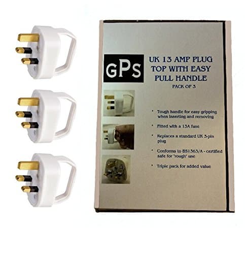 Image of Pack of 3 Easy Pull 13A Plug Tops With A Handle For Assistance With Inserting & Removing Plugs From Sockets Easily. Suitable As A Disability Aid, For Anyone With Arthritis, A Weak Grip, Or Where Plugs Or Sockets Are A Tight Fit