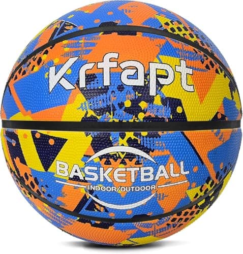 Image of Krfapt Basketball Size 3 for Kids, Youth, Men & Women – Mini Small Ball – Indoor Outdoor Use on Concrete, Playground – Non-Slip PU Rubber – Training Practice（Orange 3）