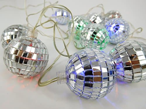 Image of Christmas Concepts® 10 Multi Colour LED Disco Mirror Ball Lights - 2m (6.6ft) - Mains Operated - Party Lights - Retro Decoration.