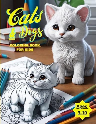 Image of coloring book cats and dogs: Creative Haven Lovable Cats and Dogs Coloring Book for Kids Ages 5-10