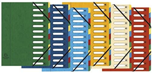 Image of Exacompta - Ref 5312E - Harmonika Multipart File - 24.5 x 32cm in Size, Suitable for A4 Documents, 12 Multi-Coloured Tabbed Sections, Premium Pressboard Cover - Assorted Colours
