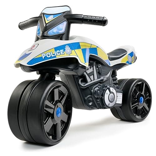 Image of Falk Police Bike Ride-On for Kids, Manoeuvrable Directional Handlebar, Large Wheels, Suitable for Ages 2-5, Indoor and Outdoor Play