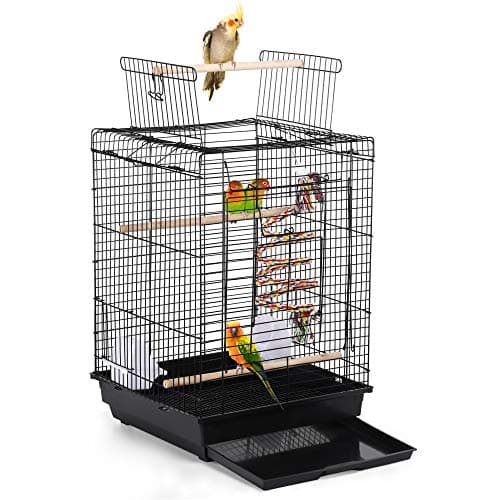 Image of Yaheetech Bird Cage Metal Open Top Small Parrot Cage for Finch Canary Parakeet Cockatiel Black