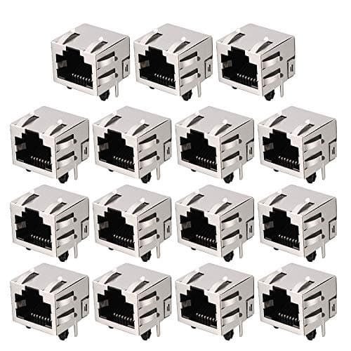 Image of sourcing map 15pcs 18mm RJ45 8P8C Modular PCB Jacks Ports Sockets for LAN Network