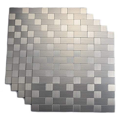 Image of Yipscazo Peel and Stick Tile Backsplash, Stainless Steel Stick on Tile for Kitchen Wall