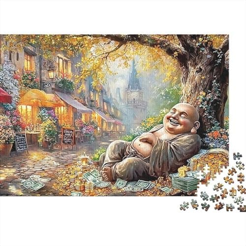 Image of Buddha Wealth 1000 Piece Cardboard Puzzle Fantasy Forest Figure Art Premium Jigsaw Puzzle Couples Educational Game Stress Relief Thick Cardboard Ready To Gift 52x38cm/1000pcs