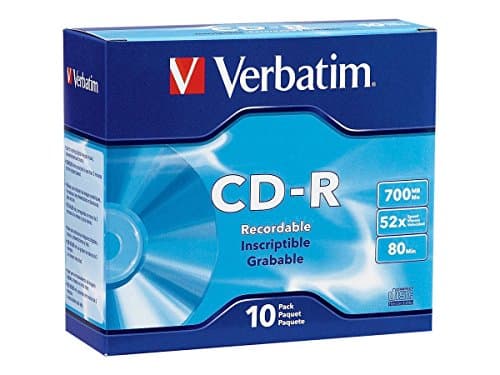 Image of Verbatim Cd-R Recordable Disc, 700 Mb/80 Min, 52x, Slim Jewel Case, Silver, 10/pack