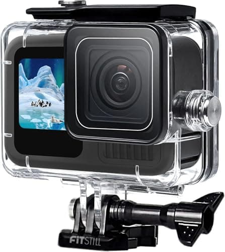 Image of FitStill 60M/196FT Waterproof Case for Go Pro Hero 13/12/11/10/9 Black, Protective Underwater Dive Housing Shell with Bracket Accessories