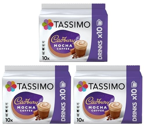 Image of Tassimo Cadbury Mocha Coffee Pods x10 (Pack of 3, Total 30 Drinks) Smooth & Creamy Hot Drink Coffee Capsules
