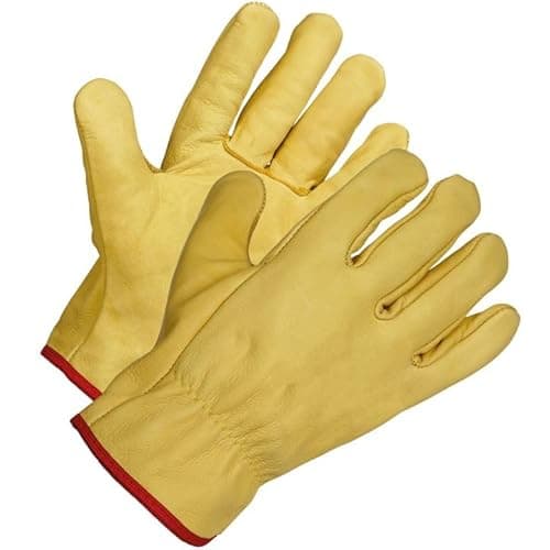 Image of A406 5 Pairs Leather Gloves Yellow Driver Gloves for lorry drivers Soft Leather gloves Extra Soft With Fleece Lining (Medium-8)