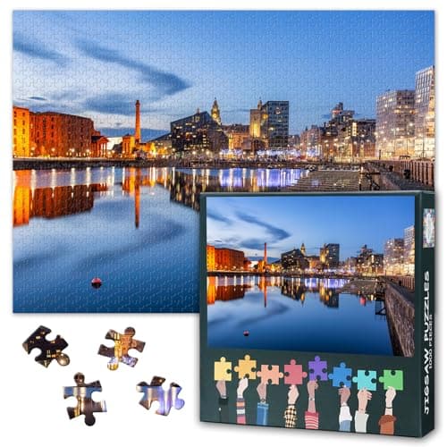Image of Liverpool Skyline Puzzles for Adults 1000 Pieces, Albert Dock Jigsaw Puzzles, Adult Puzzle for Adults, Educational Fun Games or Toys for Elders Friends 20X27 INCH