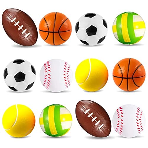 Image of POTWPOT Soft Balls for Kids(Mini, 6.3 cm) | 12 Pack Sponge Foam Football Basketball Tennis Baseball Rugby and Volleyball, Sports Squeeze Toys, Play Game or Relieve Stress